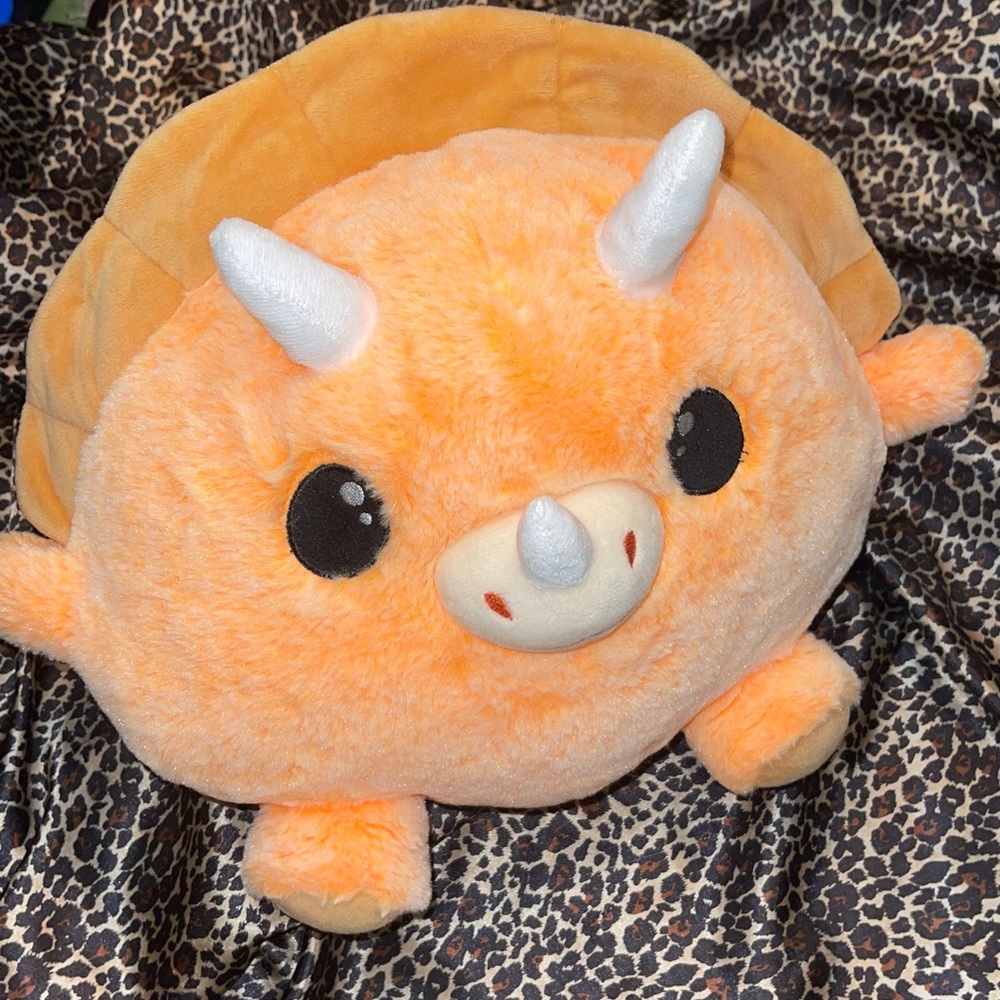 Triceratops Orange Stuffed Animal